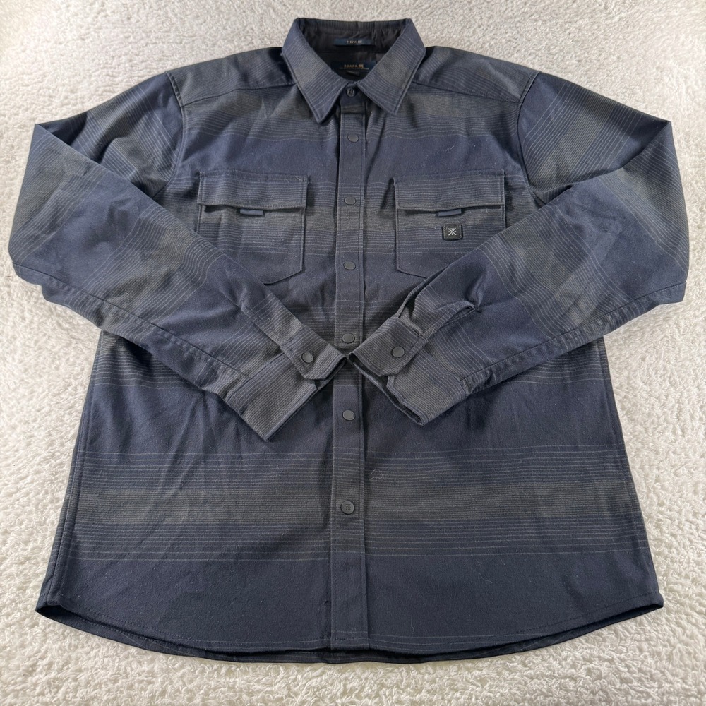 Roark Revival Nordsman Men's Flannel M Blue Green Striped Snap Closure Long